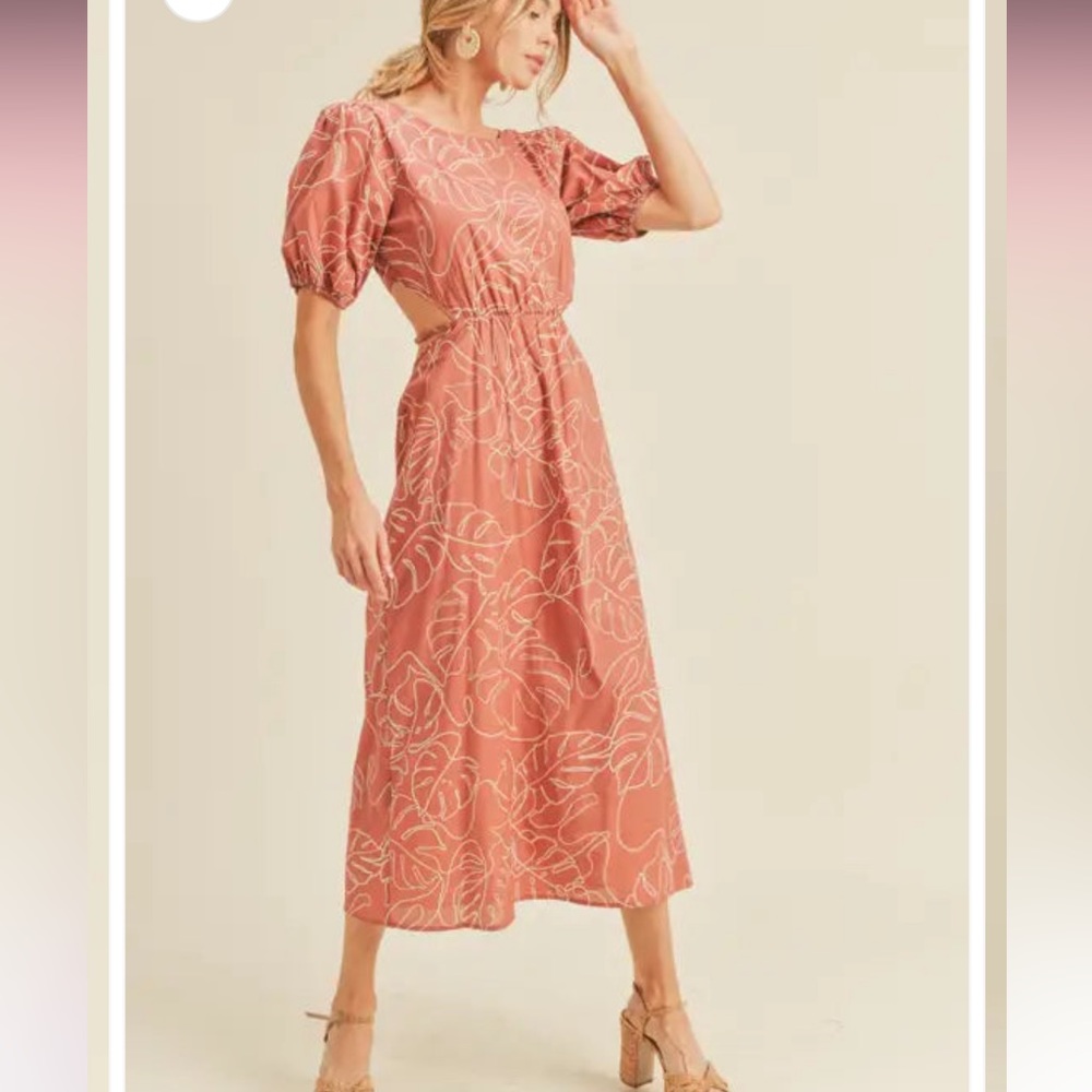 Lush skyline floral print open back dress NWT